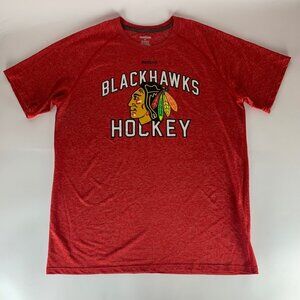 Chicago Blackhawks NHL Red Reebok Play Dry Short Sleeve Athletic Shirt Mens XL